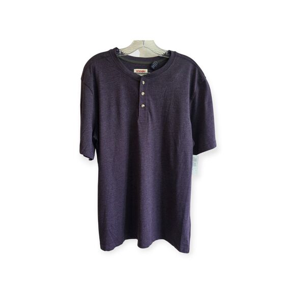 Wrangler Authentics Men's Short Sleeve Henley Tee Purple Heather Medium - Picture 1 of 5
